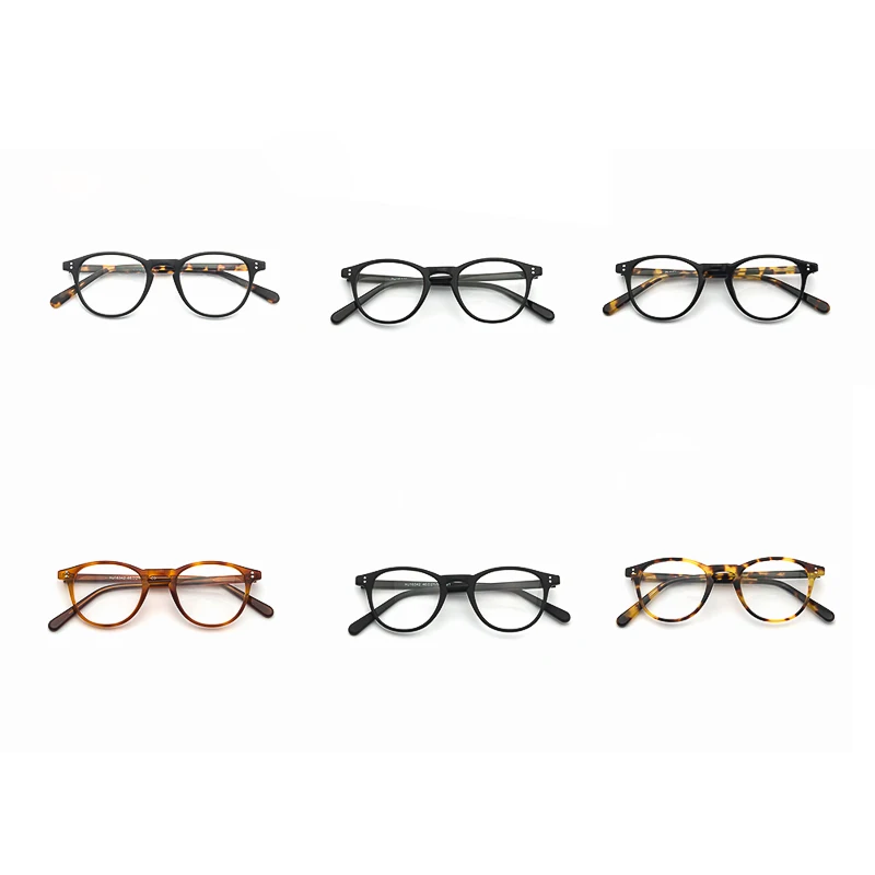 Latest glasses frames for girl wholesale optical frames women glasses acetate round frames metal temple