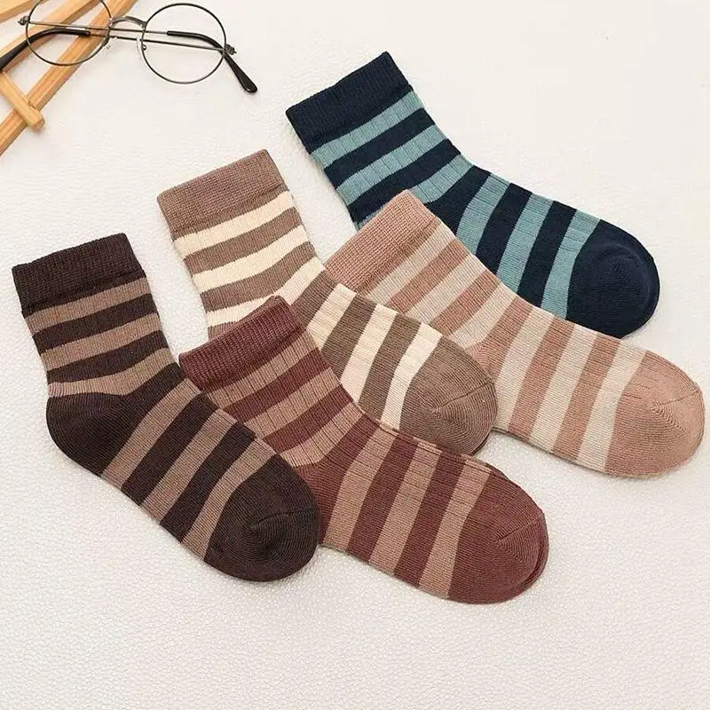 Low Price Sustainable Customer Logo Bamboo Cute Fiber Striped Children Men Socks