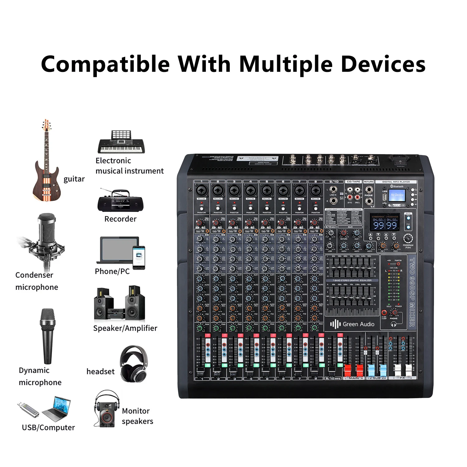 GAX-TF10 Professional Audio Mixer With Bt Reverb Effect Device Dj mixing console Audio Sound System For Bar Party