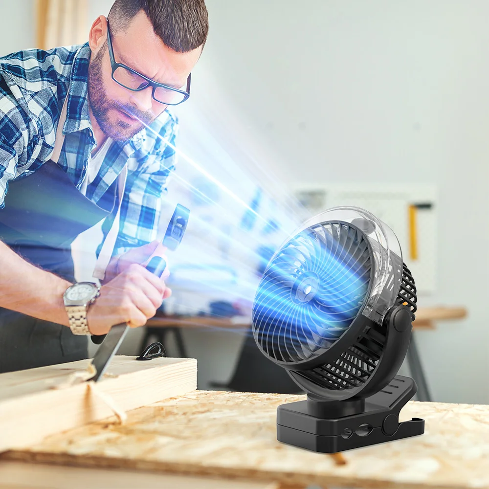 Portable 6 Inch Clip On Fan Baby Stroller 12000mAh Battery Spray Desk Table Fan With Flexible Tripods Rechargeable Mist Clip Fan