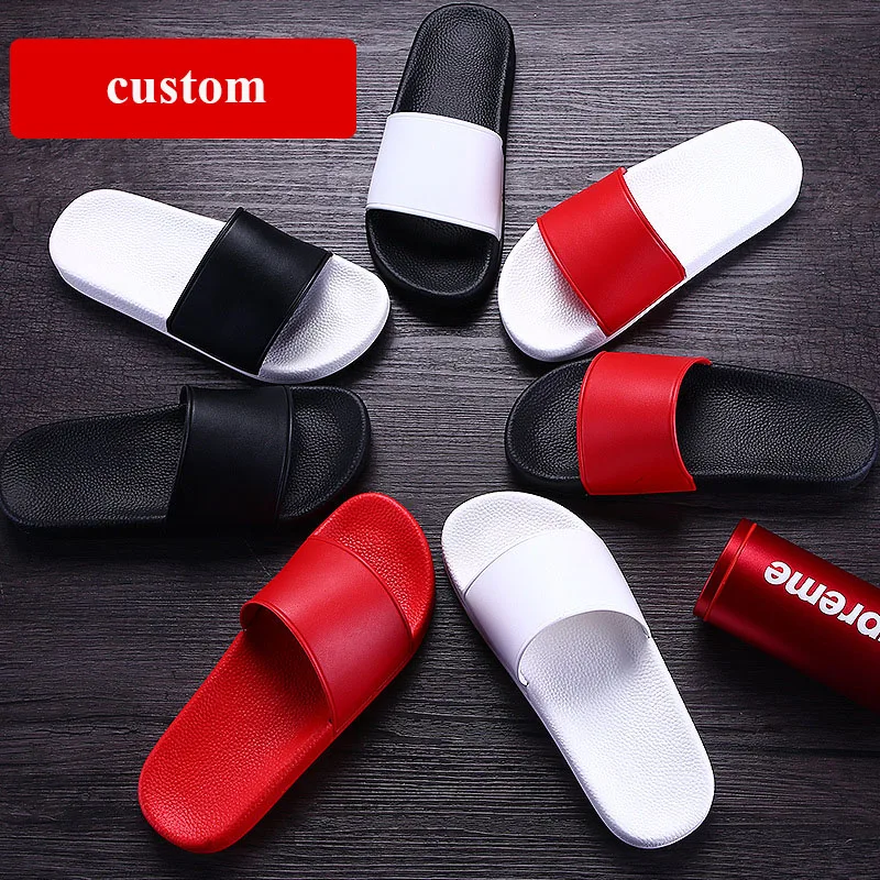 Unisex summer flat sandals shoes wholesale customized flip flop pvc slides slippers for home beach women men use