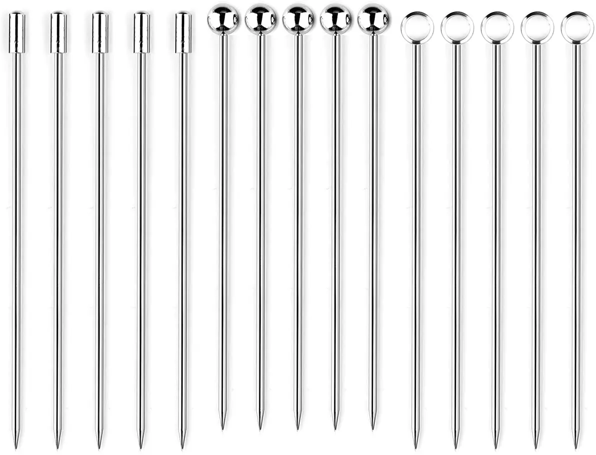 8 New Styles Stainless Steel Reusable Martini Pick set Fruit Toothpick Drink Stick