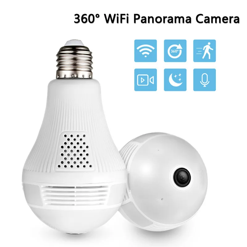 1080P HD Panoramic FishEye 360 Degree Home Security Camera Wireless IP Camera Wifi Light Bulb Camera