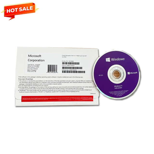 Windows 11 профессиональный английский язык Pro OEM DVD полный пакет Оригинальный ключ 12 месяцев