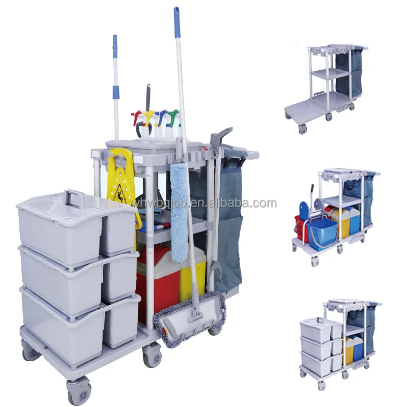 Quality Engineering Plastics Materials Cleaning Service Trolley Service Car Cleaning Janitor Cart