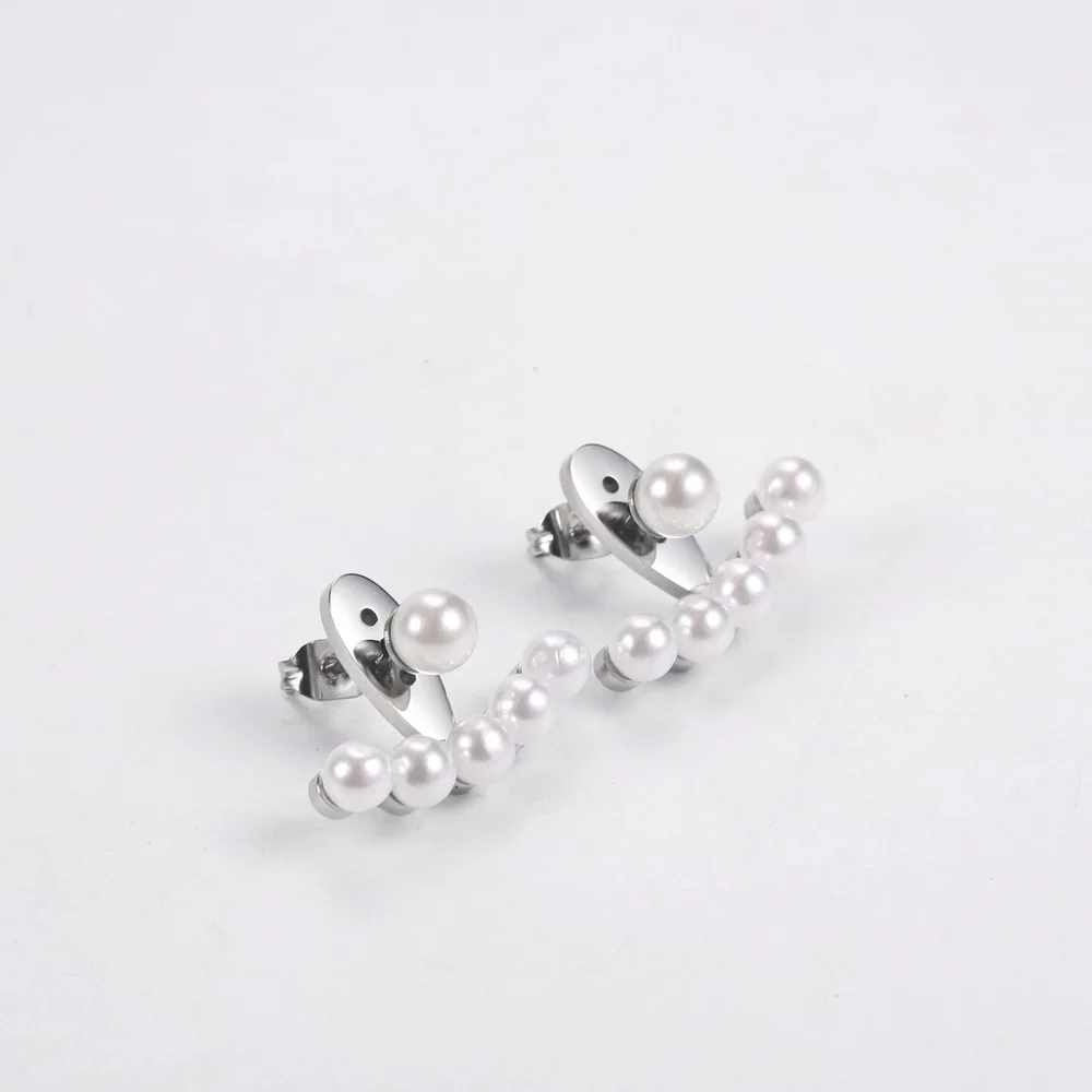  Delicate Gold Silver Plated Stainless Steel Earrings Women Freshwater Pearl Stud