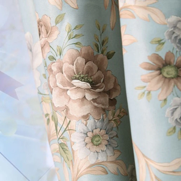 Floral Living Room Curtains Printed Drapes, Girl Children Bedroom Sheer Window Decoration Curtain/