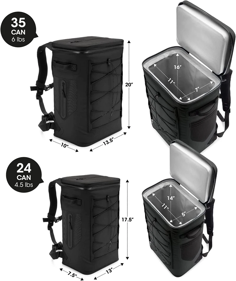 Hot Selling Insulated Backpack Cooler Holds 24 Or 35 Cans For 72 Hours Lunch Bag Soft Sided Cooler Backpack
