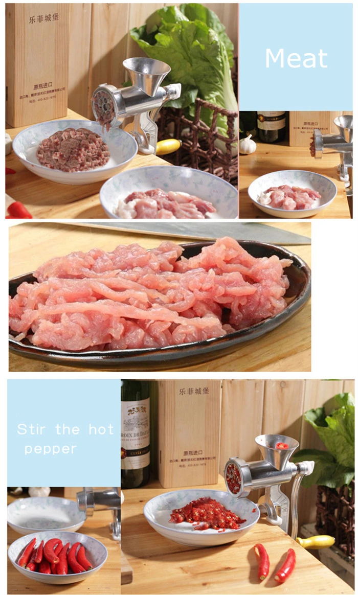 Factory Price Household User Friendly Aluminum Alloy Small Hand Grinding Meat Cutting Machine Grinder