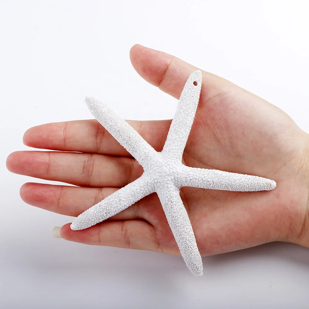 OurWarm Custom 10pcs White Plastic Artificial Resin Finger Starfish With Hemp Rope For Christmas Wedding Decor