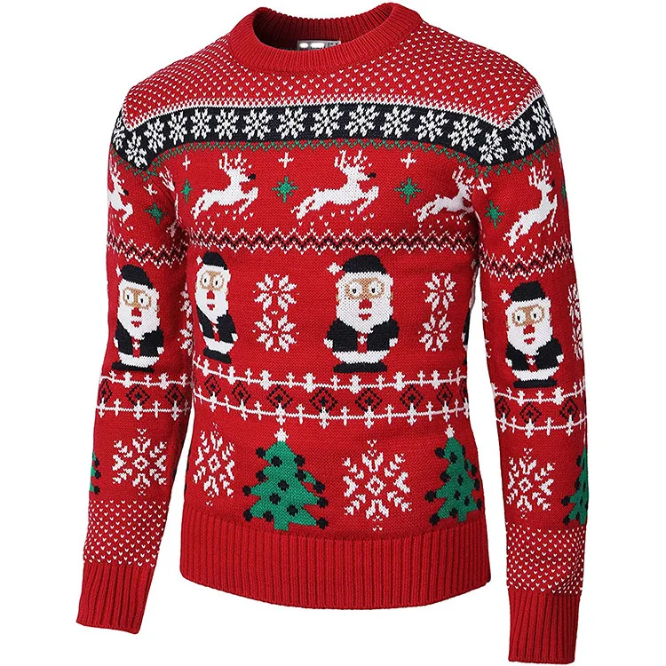 Custom Knitting Patterns Funny Long Sleeve Crew Neck Couple Family Ugly Christmas jumper pullover Xmas Sweater For men