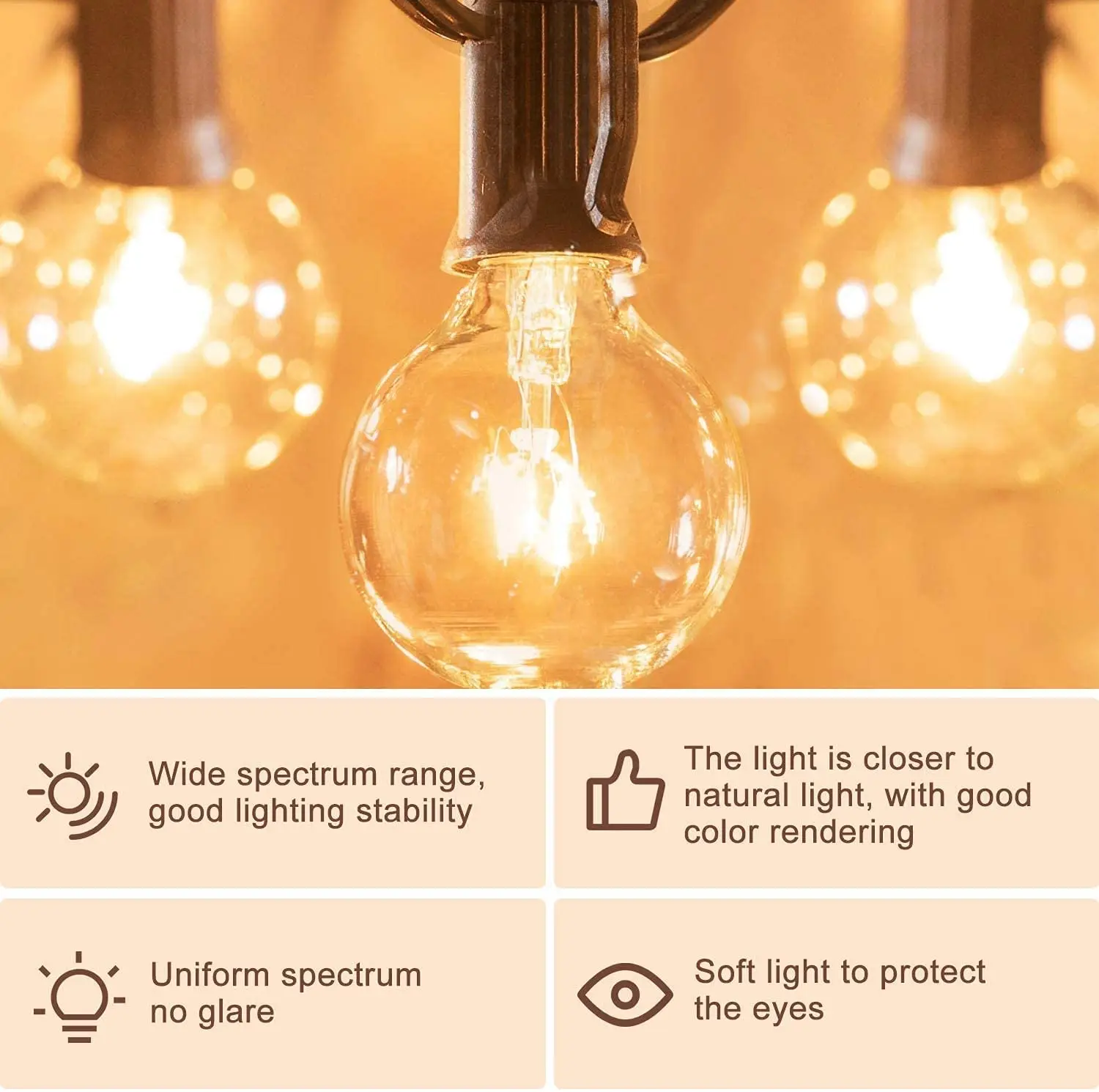 The 25foot G40 Lamp String Night Light Outdoor Patio Garden Is Decorated with Decorative Lights on the Top Floor Balcony Terrace