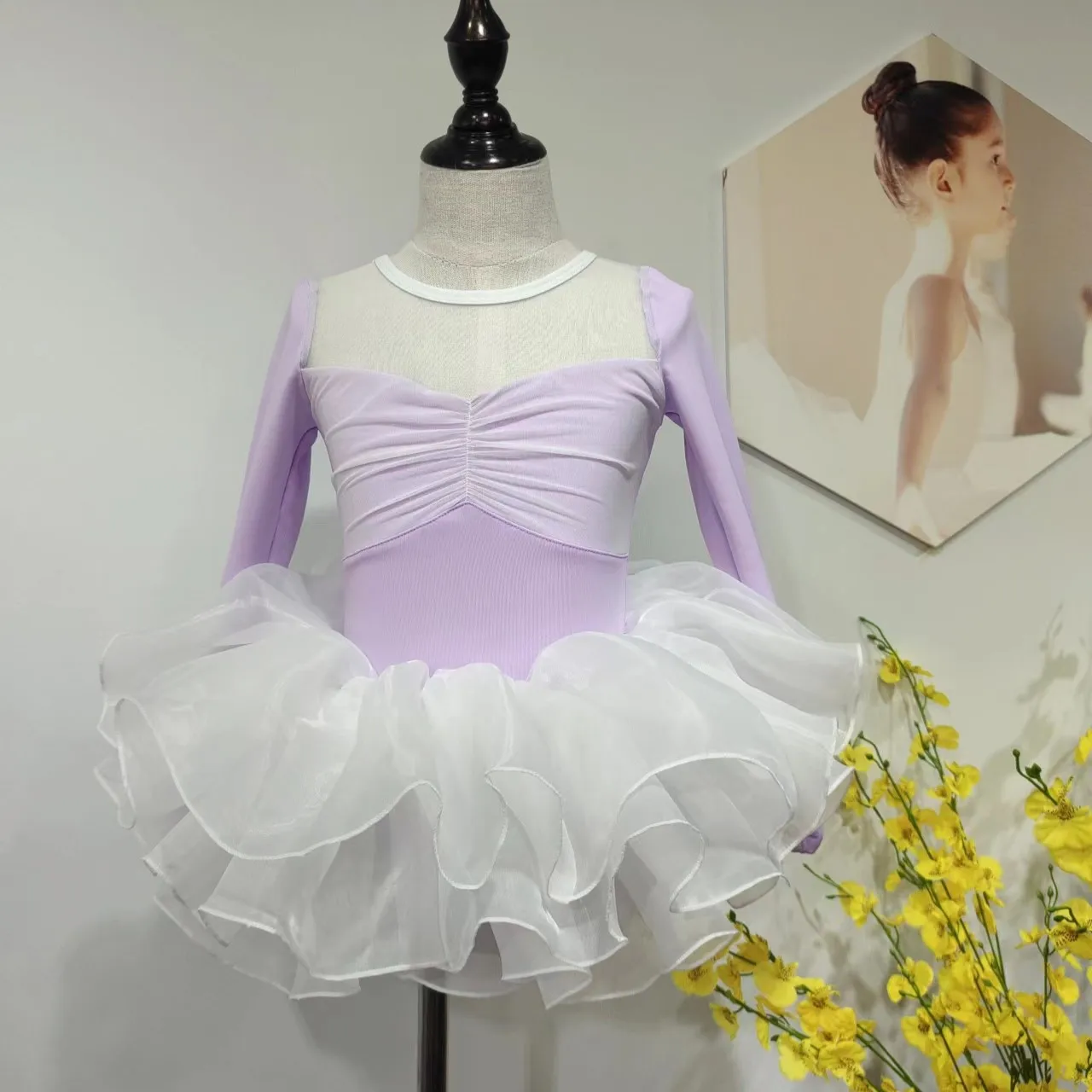 2023 winter new trendy popular long sleeves colorful dance ballet tutu for performance and stage
