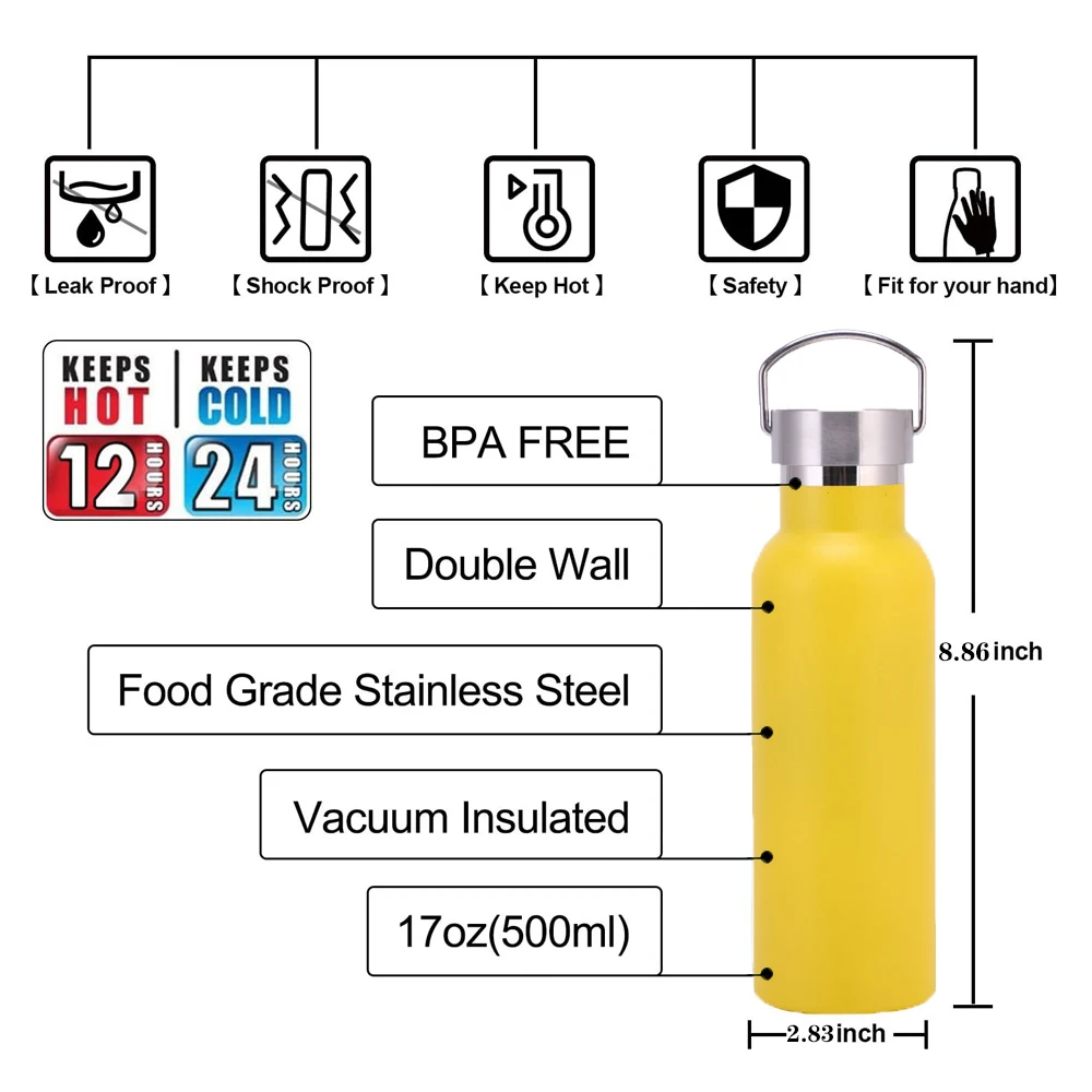 
750 ml Kid Stainless Steel Flask Water Bottle With Handle Logo Covers Cover Strap Vacuum 750 Insulated Sports Flask Water Bottle 