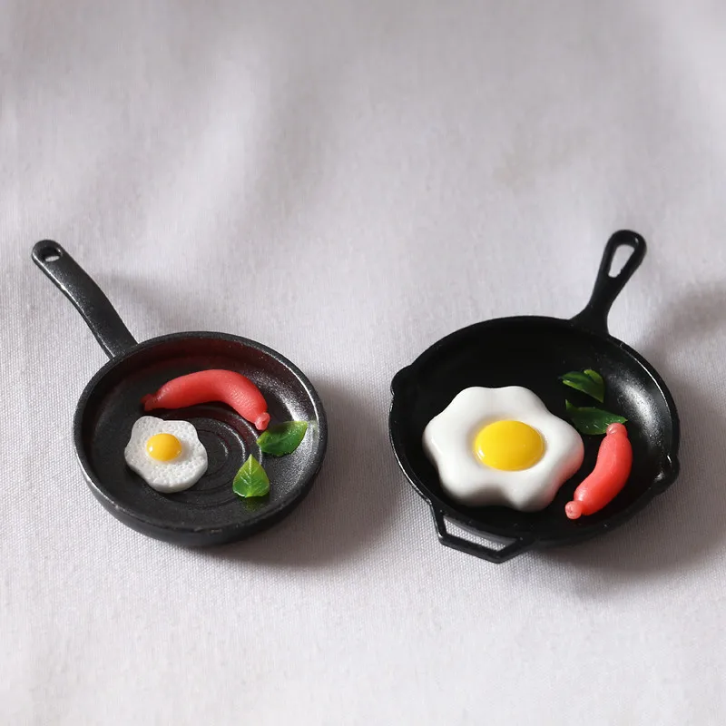 Dollhouse Food Play Miniature Scene Ob11 Pan Steak Egg Sausage Skillet Dollhouse Accessories