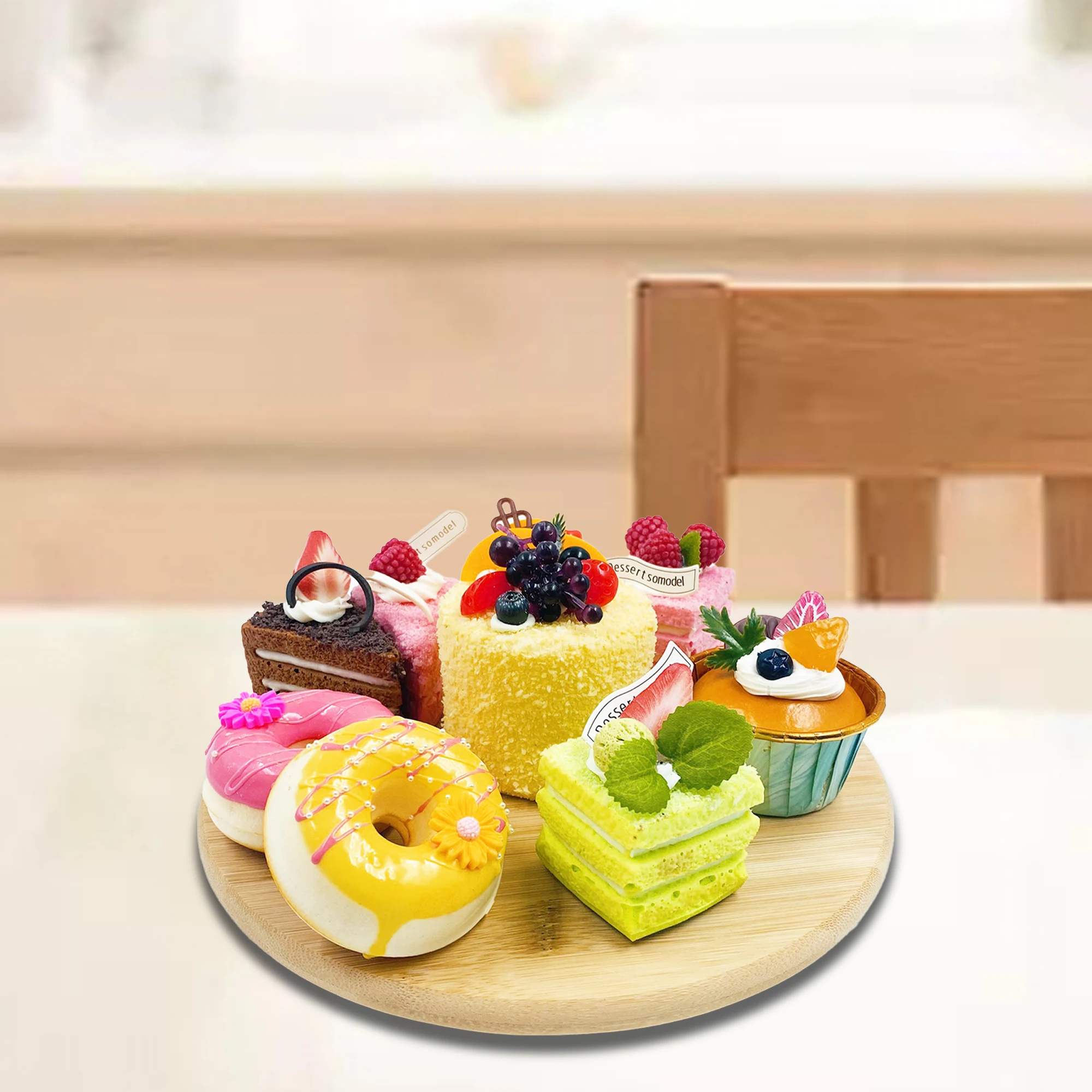 Natural Bamboo Kitchen Rotating Table Serving Plate Lazy Susan For Food Cake Pizza Sushi