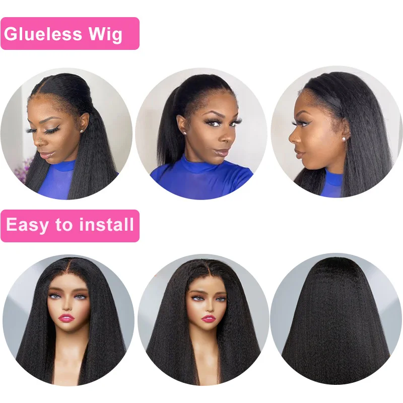 Kinky Straight Wig With Afro Kinky Curly Baby Hair 13X4 HD Lace Front Human Hair Wigs Natural Hairline Kinky Edges Curly Hair