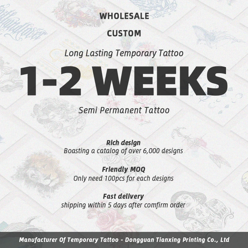 Manufacturer buy custom Waterproof Tattoo Stickers Water Transfer Temporary Language Design Semi Permanent Tattoo for women