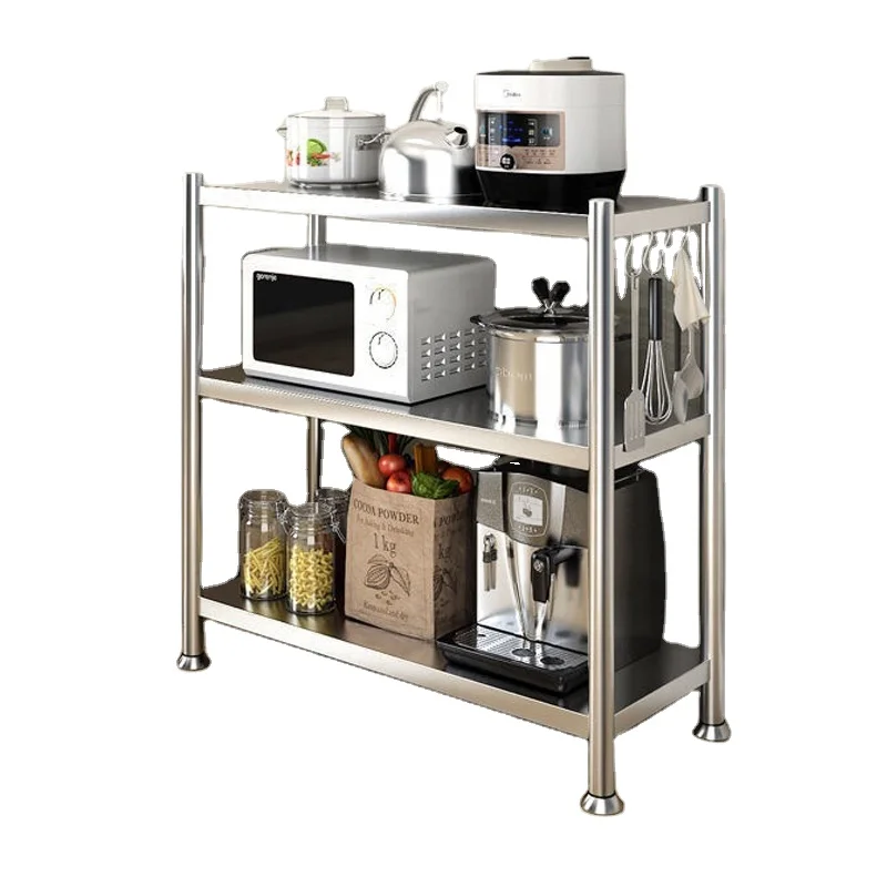 bathroom accessories Stainless steel three-layer kitchen storage rack bathroom shelf