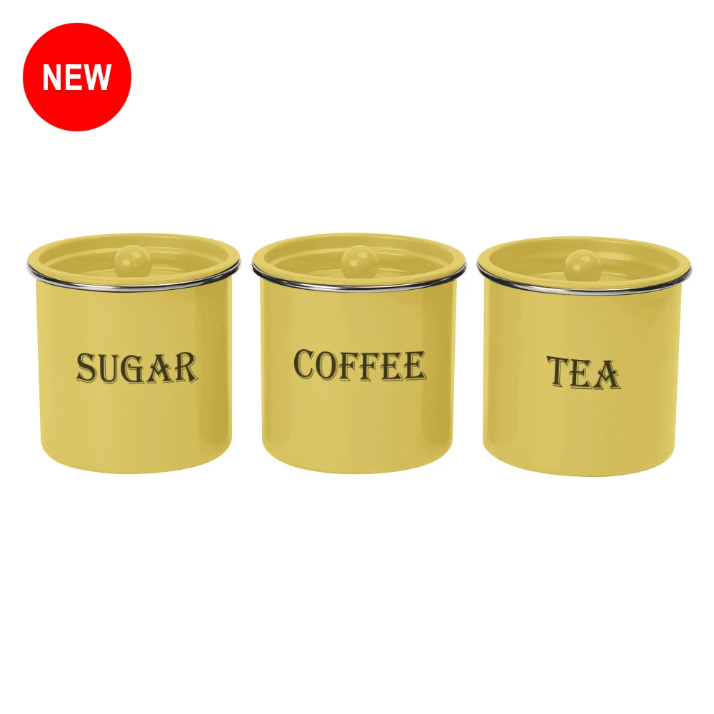 Кухонное хранение еды черная канистра набор из 3 сахарных Кофе Чай с