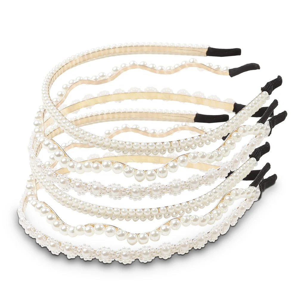 Pearl Headbands Hair Hoop White Faux Pearls Hairbands Headband Wedding Party Bridal Fashion Accessories for Women Girls