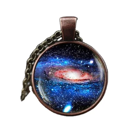 Charming Nebula Necklace Galaxy Space Glass Cabochon Pendant Solar System Jewelry Space Universe Necklace