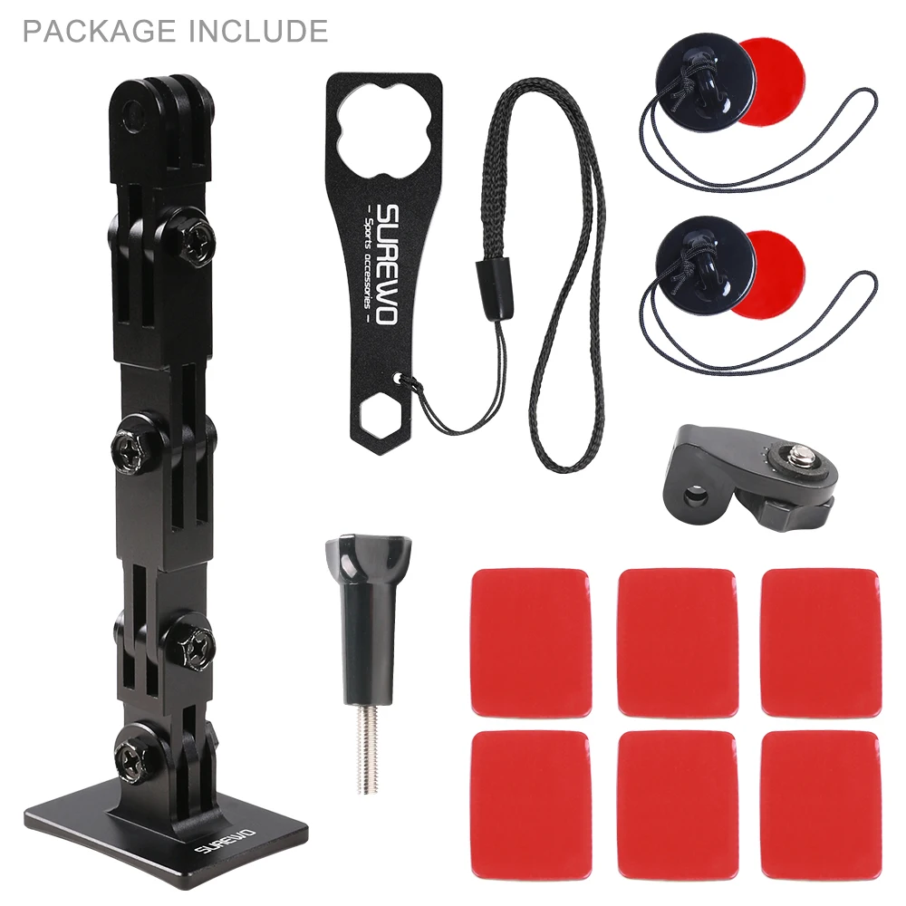 SUREWO Gopro Accessories set Aluminum Motorcycle Helmet camera Mount for GoPro Hero 7 Black 6 5 Session DJI Action and More