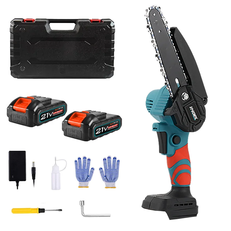 Chainsaw 6 Inch 2 Batteries Cordless Power Chain Saw Safety lock Handheld Small Chainsaw For Wood Cutting Tree Pruning