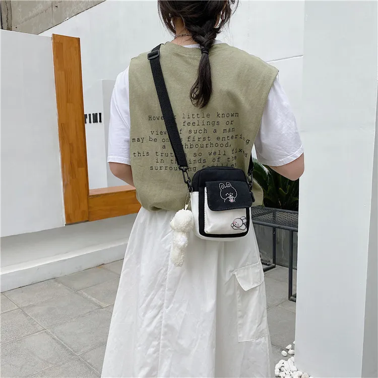 Portable Mobile Phone Bags Cute Crossbody Small Bag For Girls Partysu Canvas Shoulder Messenger Small And Square Bags