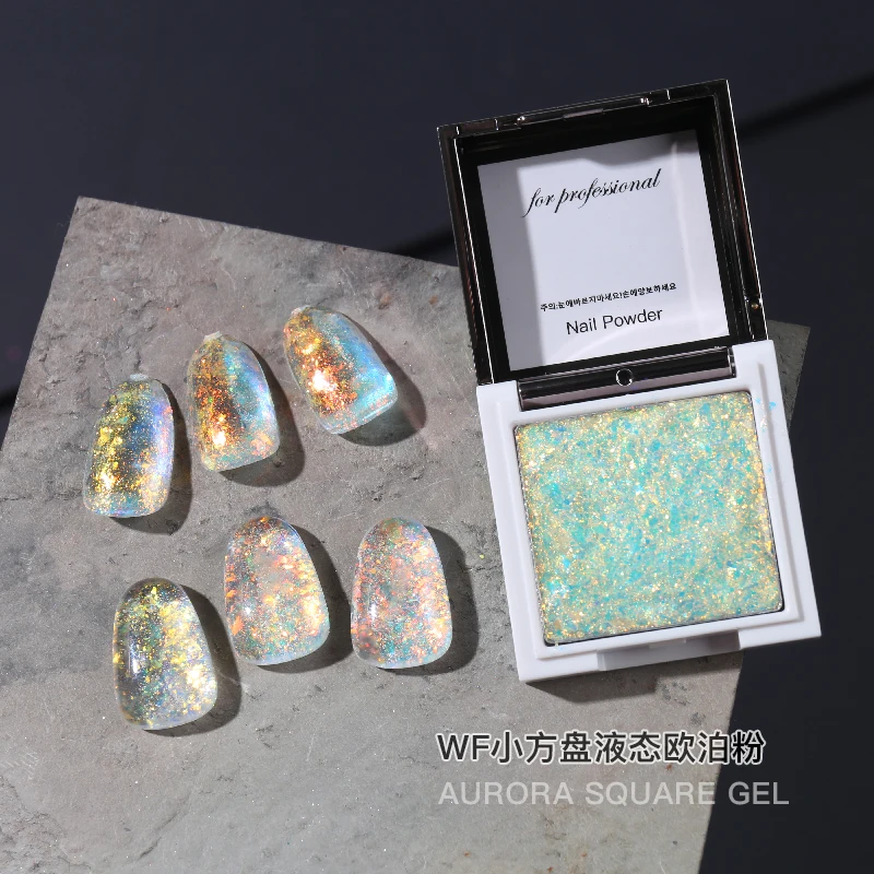 Custom Private Label Aurora Powder Free Sample Nail 15 Colors UV Gel Nail Polish Auraro Flakes Liquid Type Nail Powder Bulk
