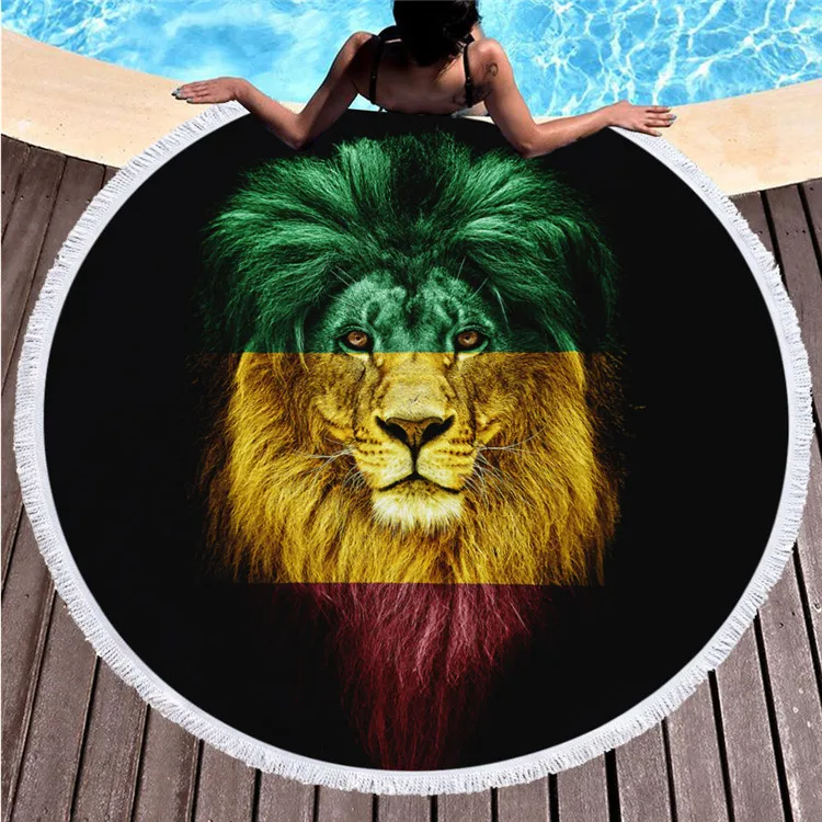 Factory Direct Round Printed Beach Towel Microfiber Plus Tassel Feel Soft Customizable Logo