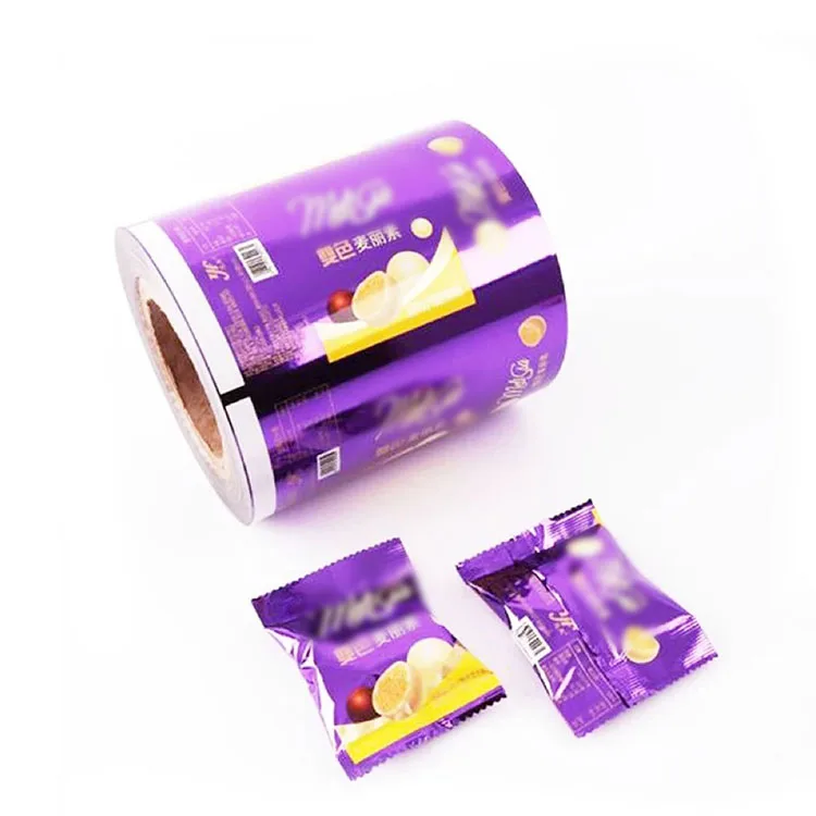 Heat Sealing Film Aluminum Plastic Flexible Food Grade Packaging Film Roll Laminated Plastic Film Packaging For Candy Chocolate