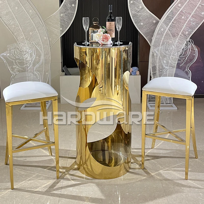 Bar Furniture Unique Design Round Mirror Glass Highboy Bar Table