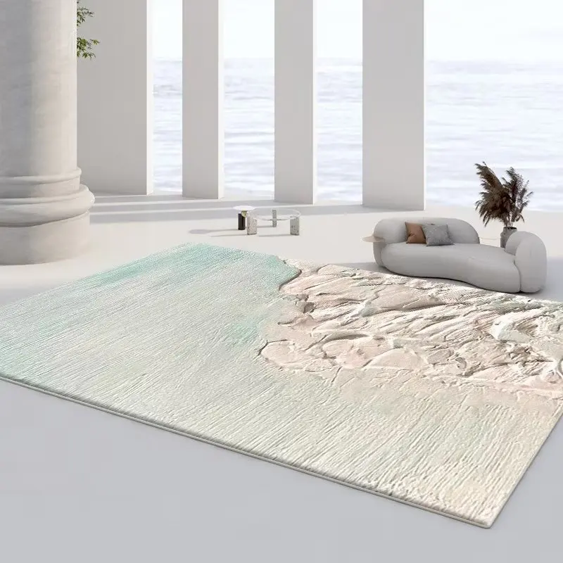 Modern oli painting style living room luxury carpet bedroom fur and dyeing rug and mats check pattern carpet