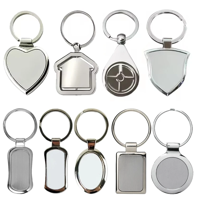 Very Cheap Custom Logo Metal Stainless Steel Rectangle Round Pendant Blank Laser Engraving Sublimation Keychain Keyring