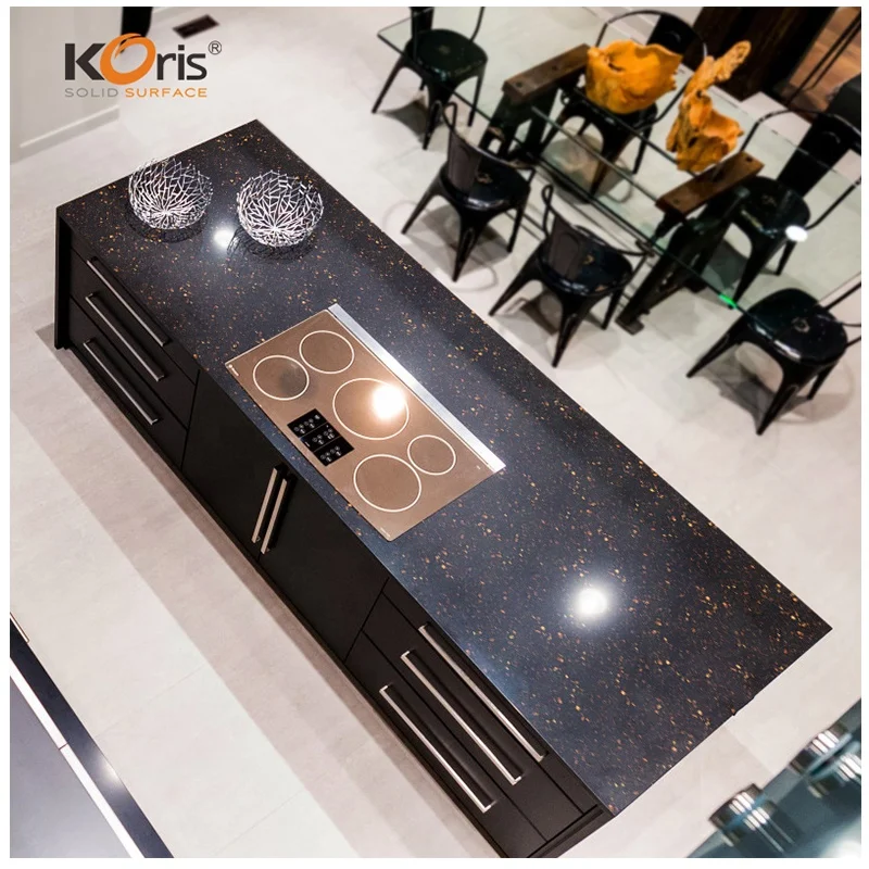 Koris modified acrylic solid surface chips colors kitchen worktops