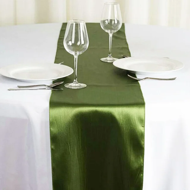 wholesale pure color luxury table runner satin fancy table runner for hotel wedding
