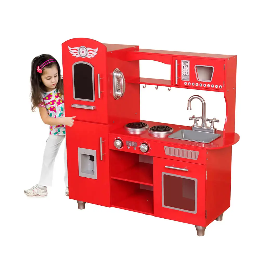 82X30X100cm 3 Years Above MDF Kids Wooden Toy Kitchen Set With ABS Plastic Sink And Faucet Accessories