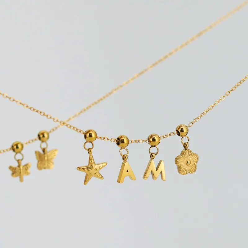 Gold Plated Stainless Steel Flower Butterfly Star Shapes Pendant Bear Charm Sunflowers Heart Necklace Pendant DIY Charm