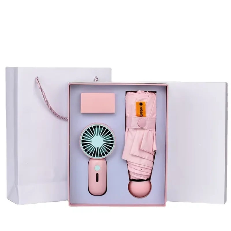 LS  hot summer wedding souvenirs promo gift mini fan and umbrella gift set for guests girlfriends birthday party boys gift
