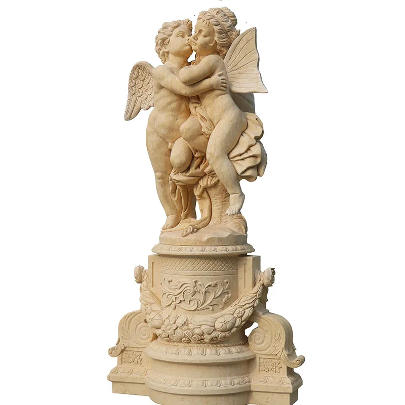 Natural beige color marble statue, angel baby statue sculpture