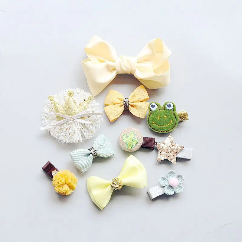 Baby boutique pink hair bows with clips, kids non women fabric bow hair accessories set