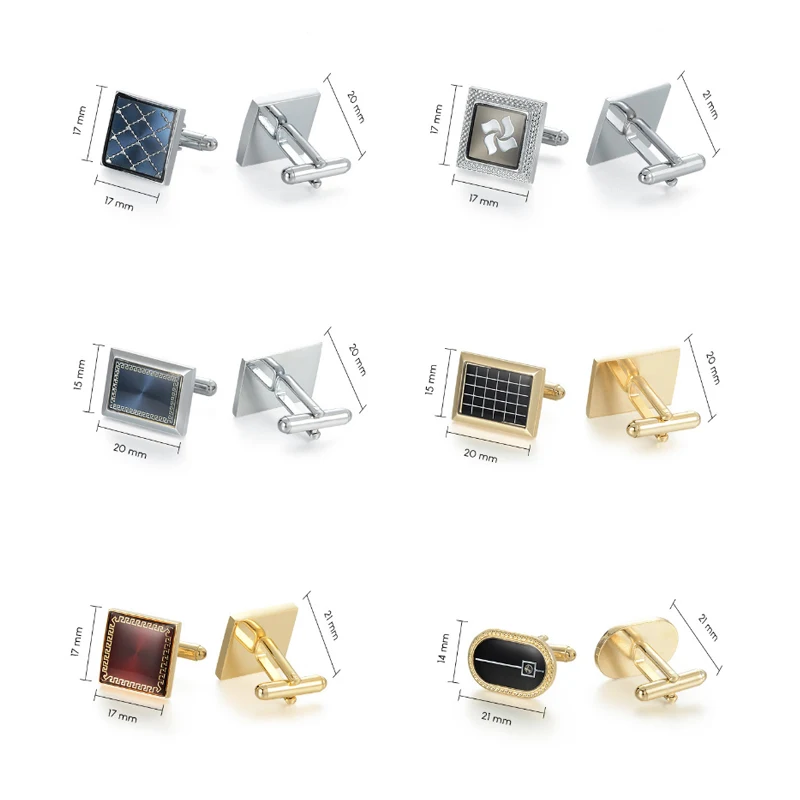 Wholesale Stainless Steel Cufflinks Elegant Women  Fashion Luxury Square Crystal Cuff Buttons Male French Shirt Cufflinks