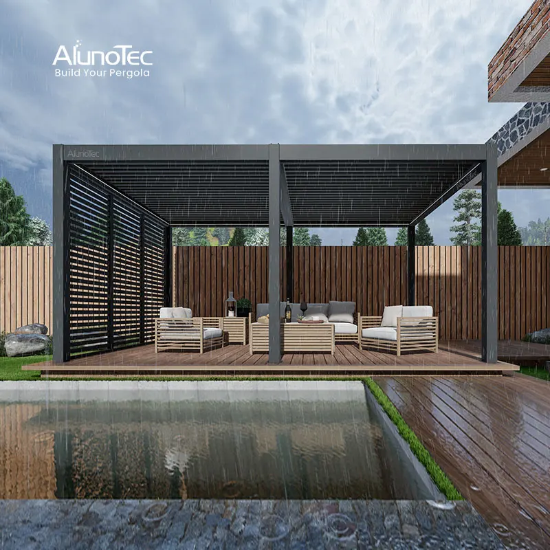 Garden Free Standing Waterproof Motorized Louver Pavilion Ultraviolet-proof Custom Bioclimatic Aluminium Pergola Gazebo