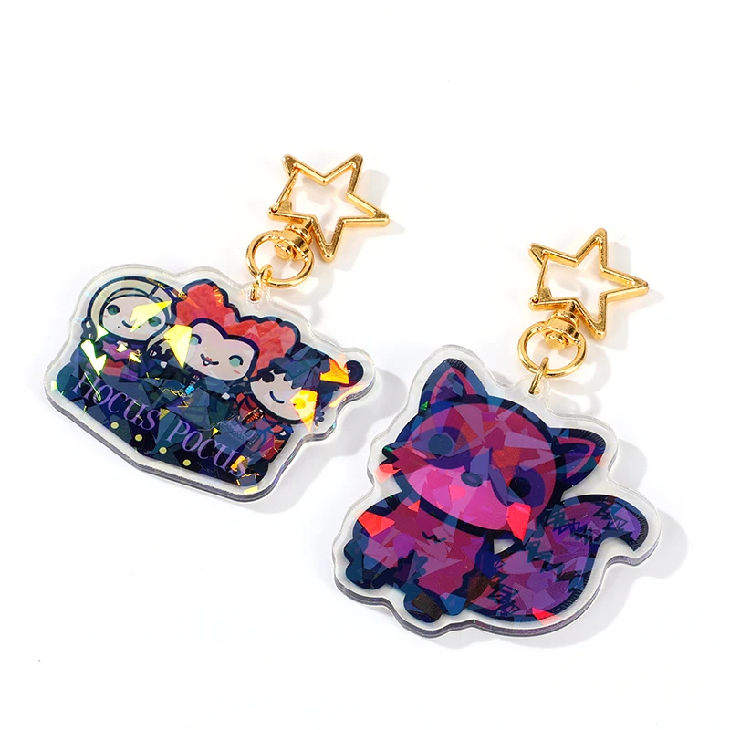 Custom Laser Cut Photo Printed Plastic Acrylic Charm Double Sided Blank Clear Hologram Design Keychain