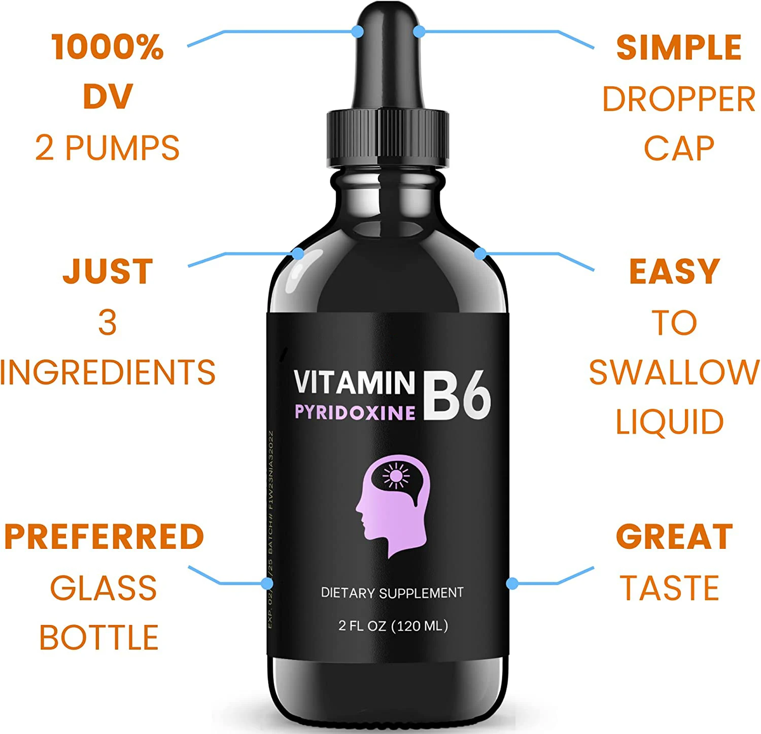 OEM Private Label Vitamin B Complex B12 Adult Folic Acid Supplement B1 B2 B6 B12 Vitamin Drops