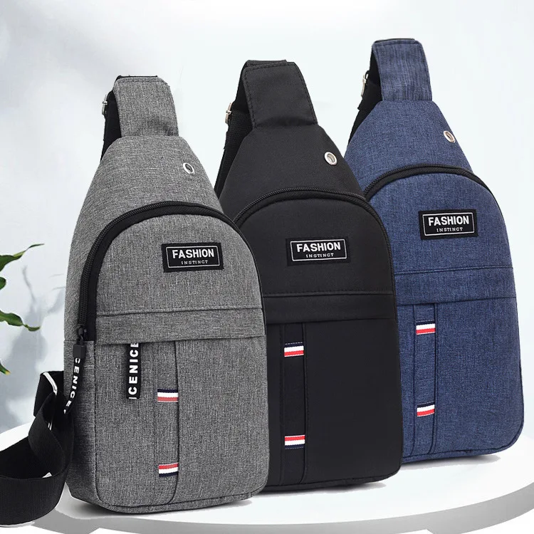 Headphone jack waterproof sports chest bag Oxford Fabric Outdoor Sports crossbody bag