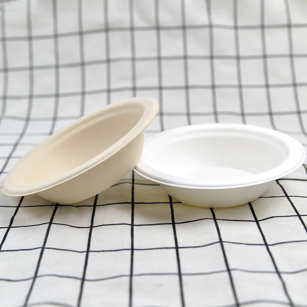 Disposable Soup Bowl Biodegradable Bagasse Sugarcane Round Salad Bowl With Lid Party Supplies