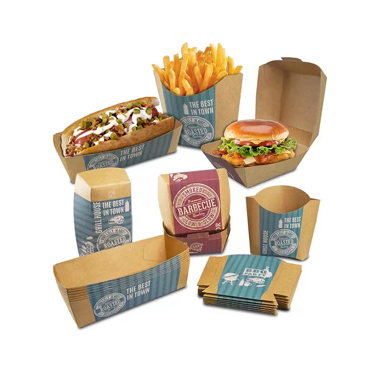 Custom Disposable Food Grade Cardboard hamburger Packaging Paper Burger Box