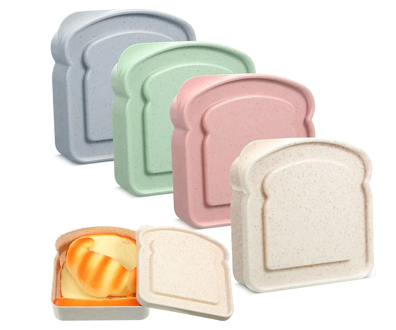 Wholesale Eco-Friendly Bento Lunch Box Kids Microwave Safe Wheat Straw Plastic Sandwich Food Containers Functional Storage Work